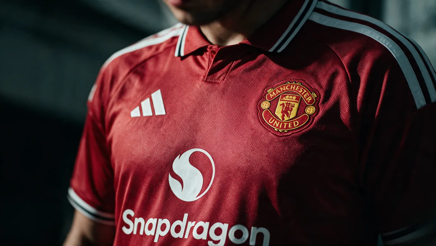 Close detail of an embroidered club crest