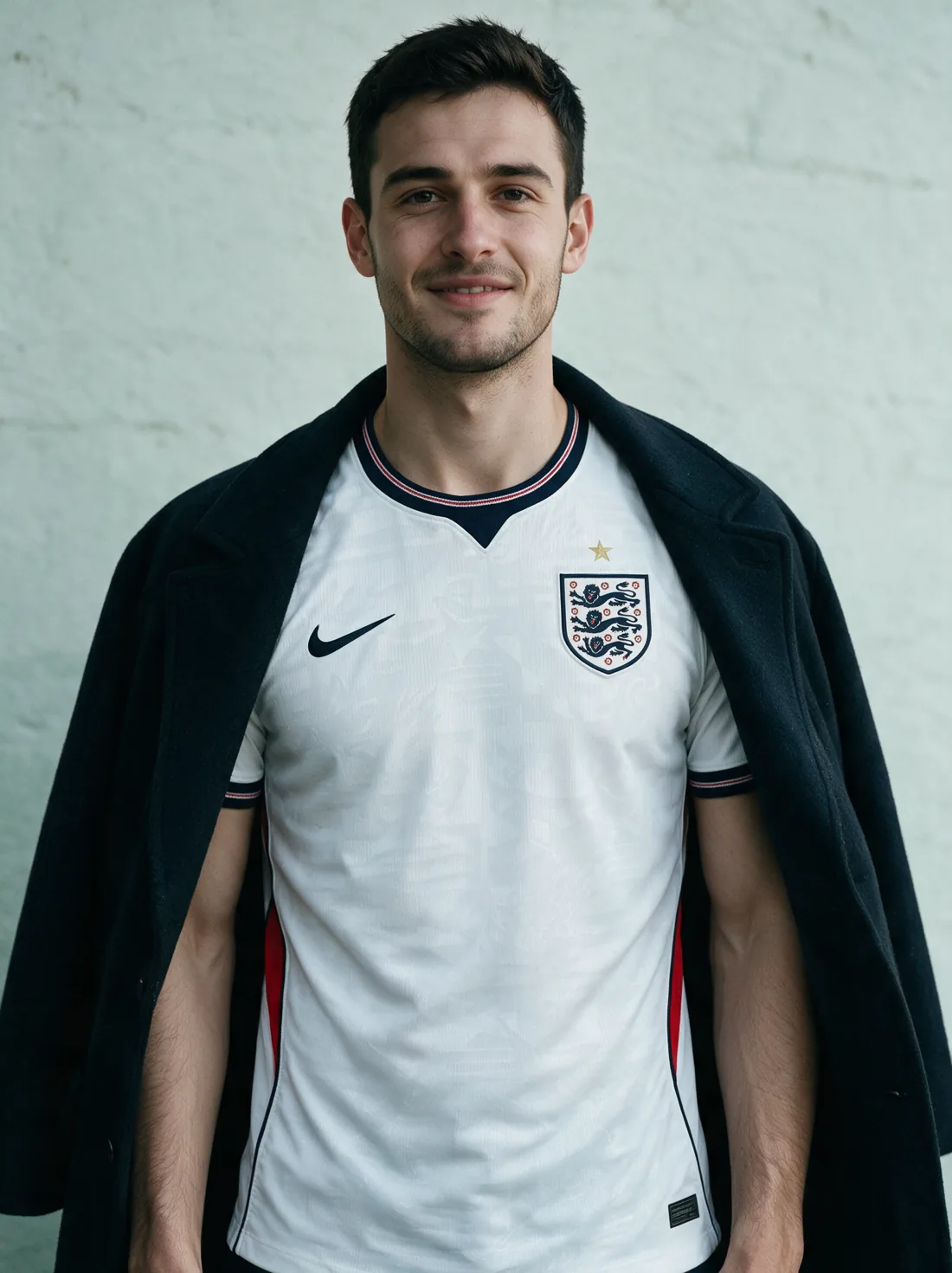 Model wearing the England home shirt